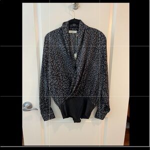 Elan Leopard Print Long Sleeves Bodysuit